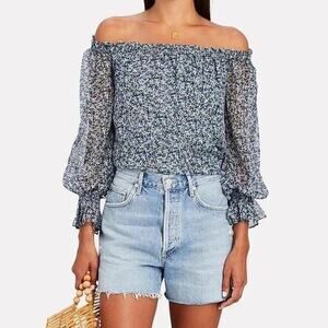 Nwt Intermix Thea off the shoulder 100% silk top